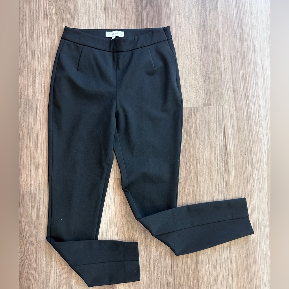 Reiss Tyne Black Skinny Zip Ankle Dress Pants - Picture 2 of 11